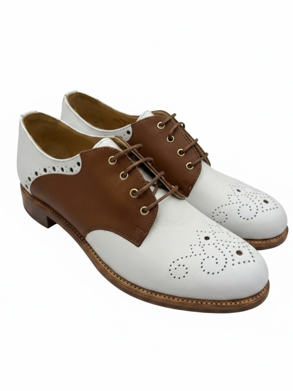 Two-Tone Women’s Oxford Derby in White and Brown